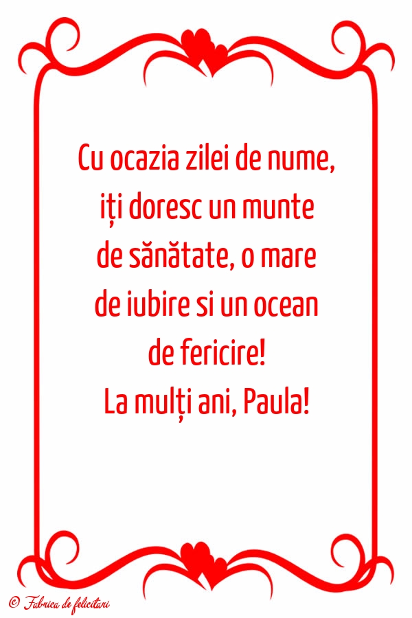 Felicitări de sfintii Petru si Pavel - La mulți ani, Paula!